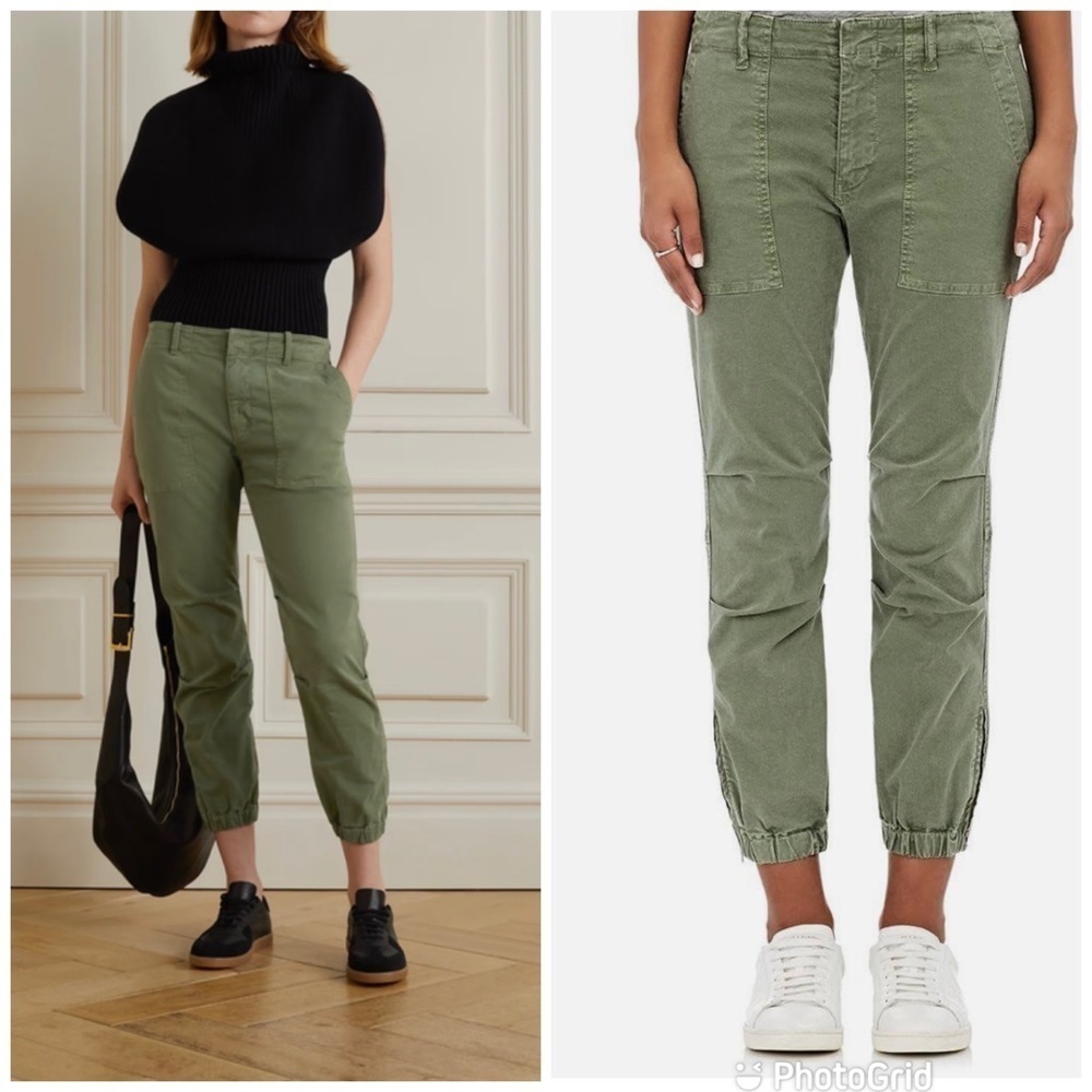 Nili Lotan Cropped Military Pant in Camo Green